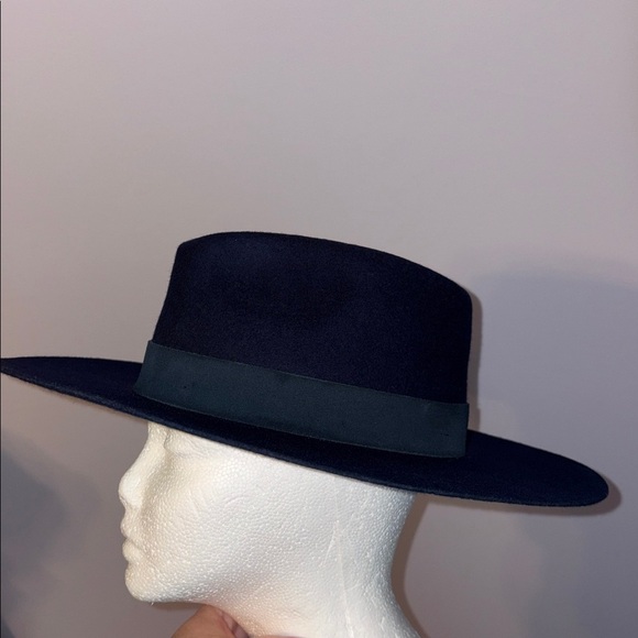 By Anthropologie Gemma Felted Rancher Hat Navy Blue 100% Wool Wide Brim Cowboy main image 14